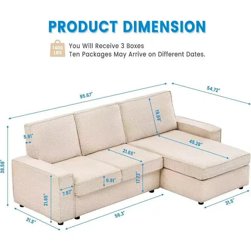 Canapé modulable en U/L avec housse amovible, canapé convertible moderne et profond, canapé-lit nuage confortable pour salon et bureau