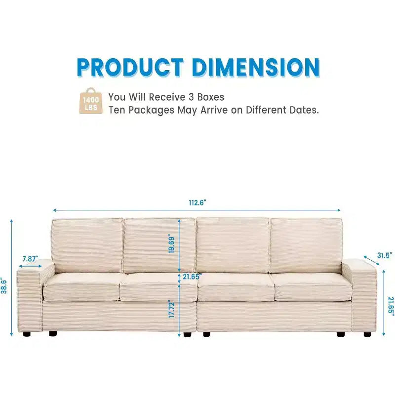 Canapé modulable en U/L avec housse amovible, canapé convertible moderne et profond, canapé-lit nuage confortable pour salon et bureau