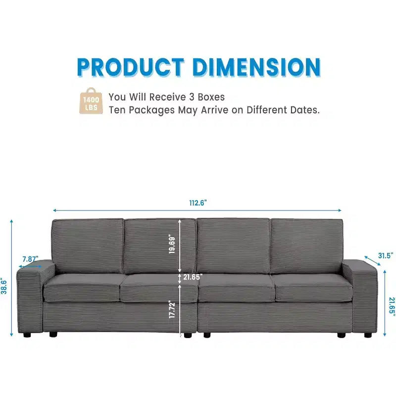 Canapé modulable en U/L avec housse amovible, canapé convertible moderne et profond, canapé-lit nuage confortable pour salon et bureau