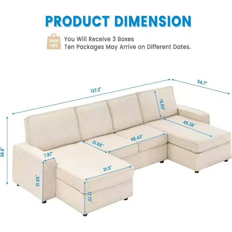 Canapé modulable en U/L avec housse amovible, canapé convertible moderne et profond, canapé-lit nuage confortable pour salon et bureau
