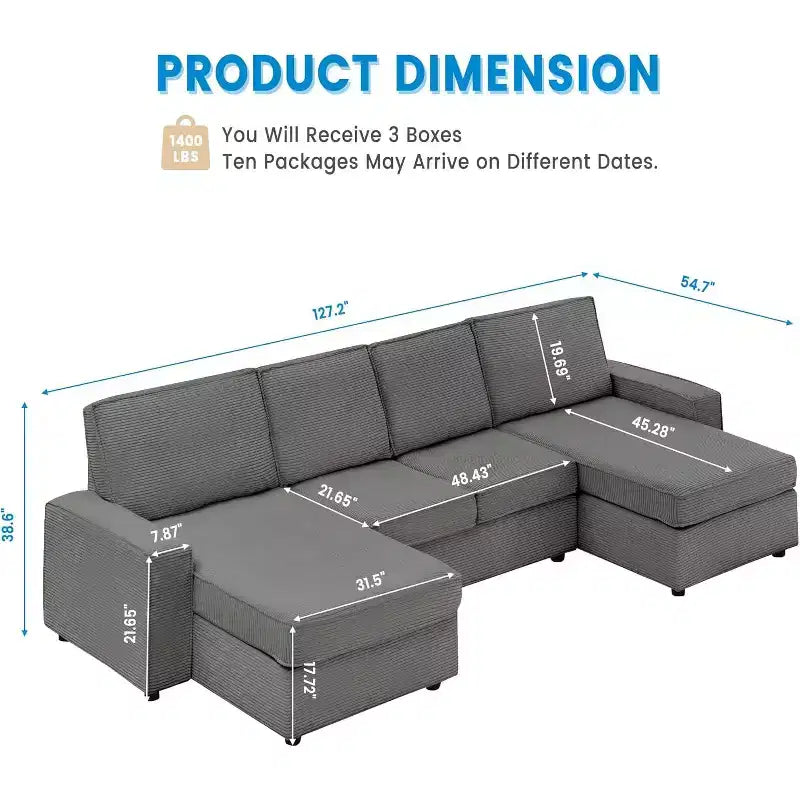 Canapé modulable en U/L avec housse amovible, canapé convertible moderne et profond, canapé-lit nuage confortable pour salon et bureau