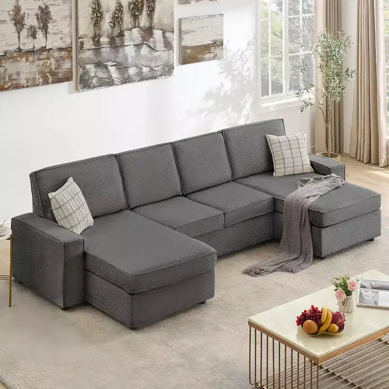 Canapé modulable en U/L avec housse amovible, canapé convertible moderne et profond, canapé-lit nuage confortable pour salon et bureau