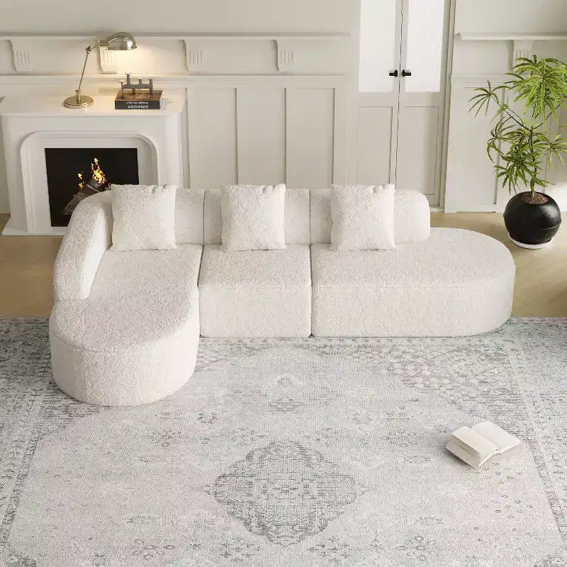 Canapé modulaire incurvé en tissu en forme de L GDFStudio Lenhart avec méridienne extra-large