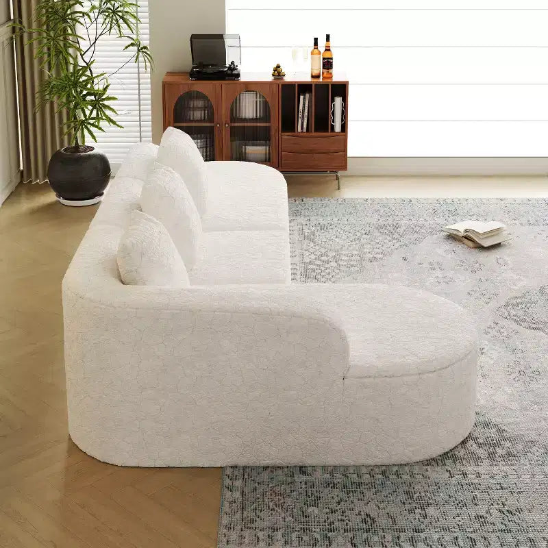 Canapé modulaire incurvé en tissu en forme de L GDFStudio Lenhart avec méridienne extra-large