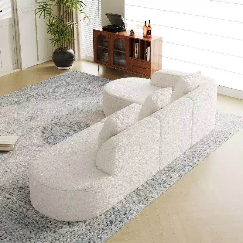 Canapé modulaire incurvé en tissu en forme de L GDFStudio Lenhart avec méridienne extra-large