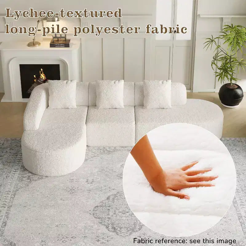 Canapé modulaire incurvé en tissu en forme de L GDFStudio Lenhart avec méridienne extra-large