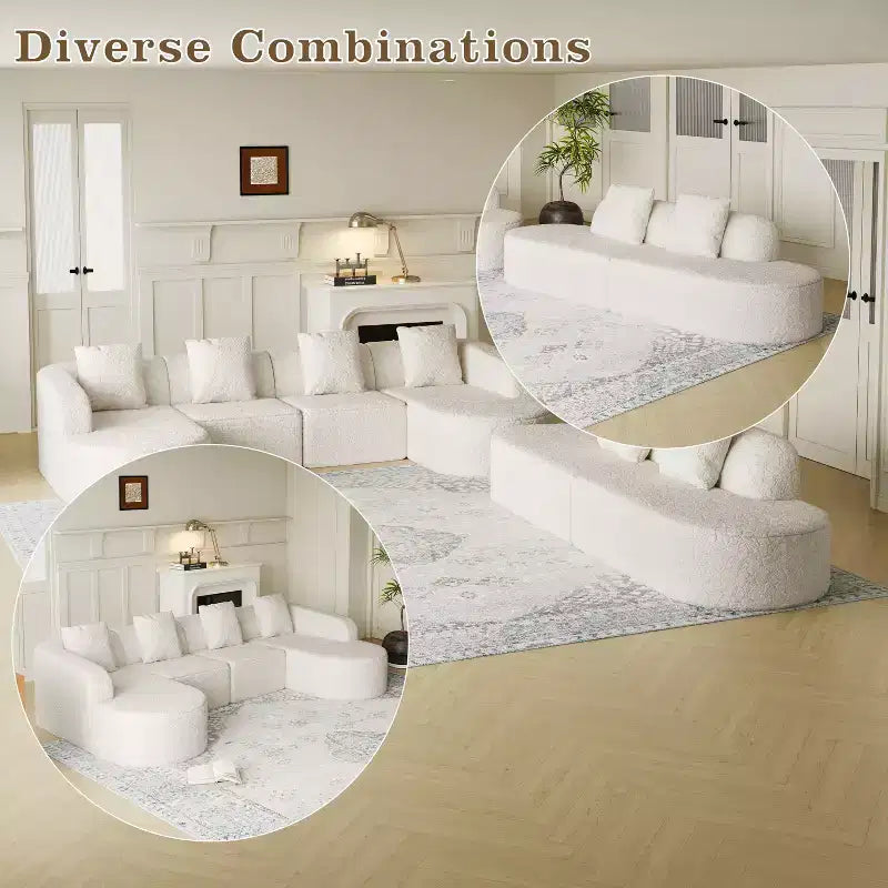 Canapé modulaire incurvé en tissu en forme de L GDFStudio Lenhart avec méridienne extra-large