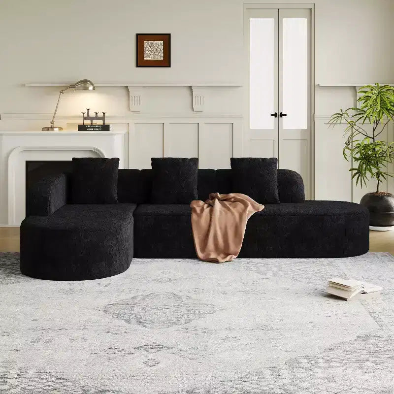 Canapé modulaire incurvé en tissu en forme de L GDFStudio Lenhart avec méridienne extra-large