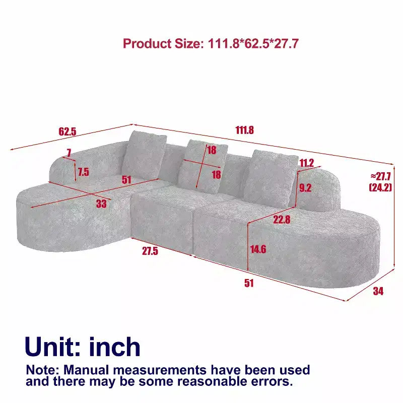 Canapé modulaire incurvé en tissu en forme de L GDFStudio Lenhart avec méridienne extra-large