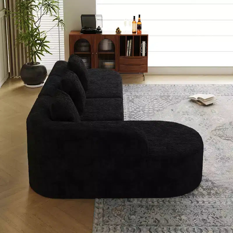Canapé modulaire incurvé en tissu en forme de L GDFStudio Lenhart avec méridienne extra-large