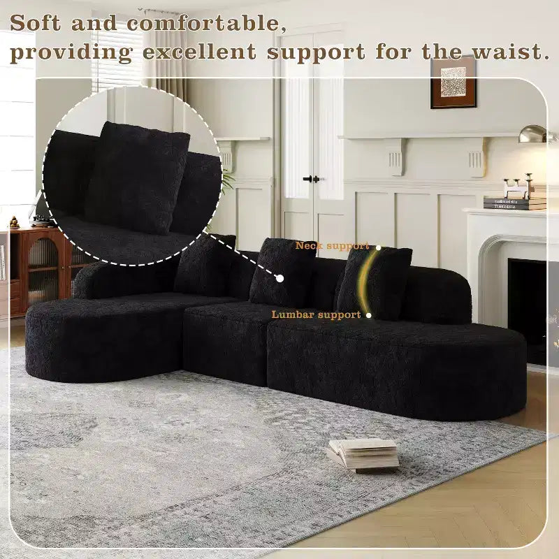 Canapé modulaire incurvé en tissu en forme de L GDFStudio Lenhart avec méridienne extra-large