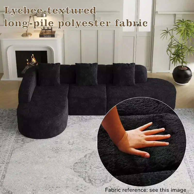 Canapé modulaire incurvé en tissu en forme de L GDFStudio Lenhart avec méridienne extra-large