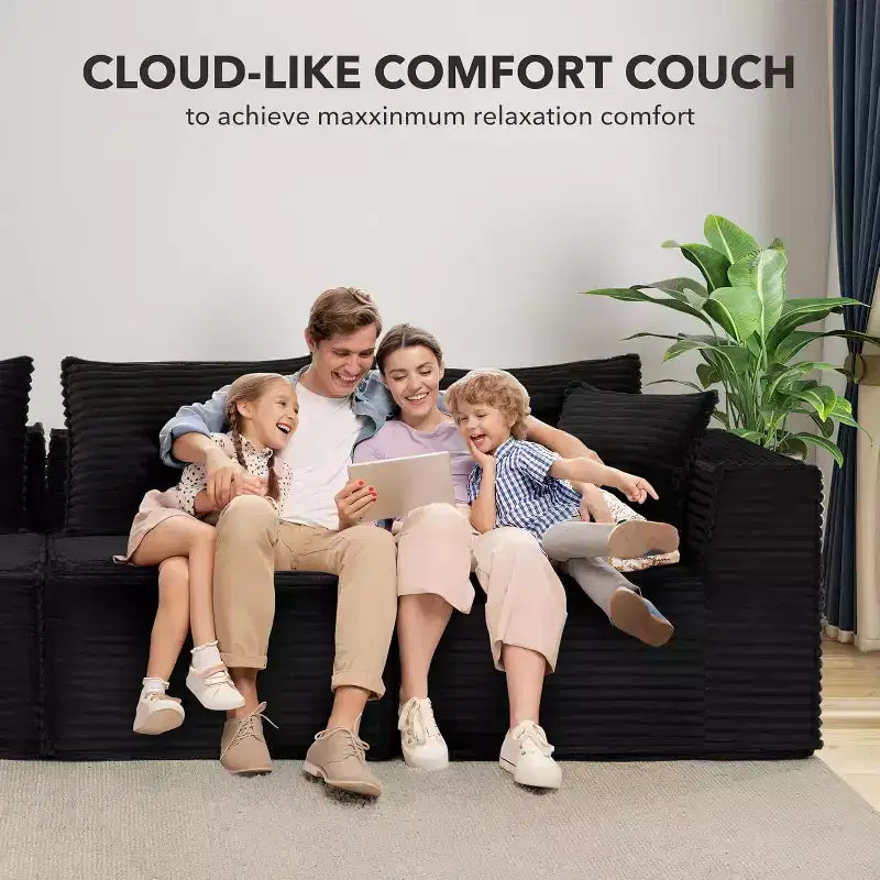 Canapé modulaire sectionnel nuage 107/137, canapé sans armature à assise profonde, canapés de sol confortables convertibles avec poufs et mousse à mémoire de forme