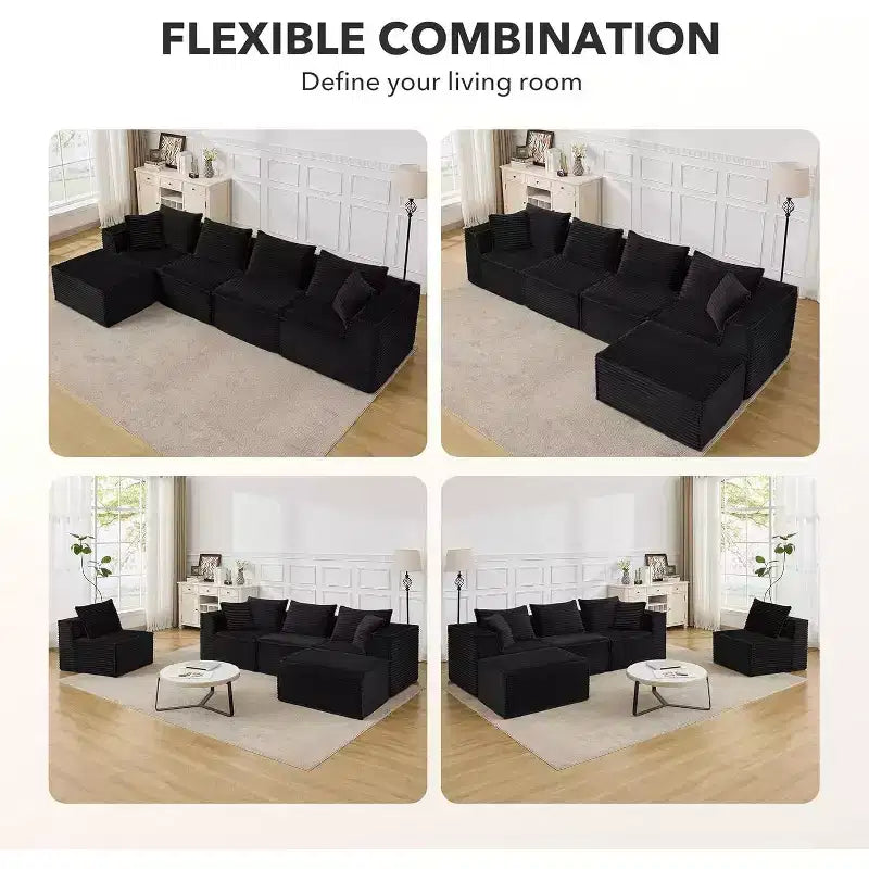 Canapé modulaire sectionnel nuage 107/137, canapé sans armature à assise profonde, canapés de sol confortables convertibles avec poufs et mousse à mémoire de forme