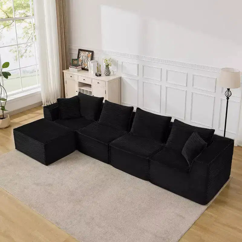 Canapé modulaire sectionnel nuage 107/137, canapé sans armature à assise profonde, canapés de sol confortables convertibles avec poufs et mousse à mémoire de forme