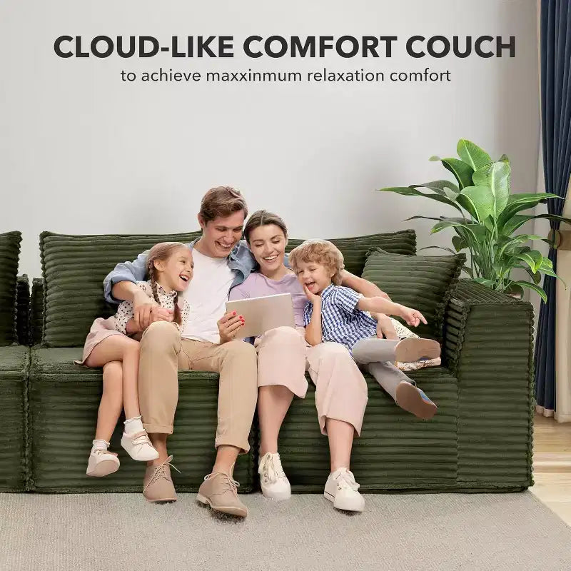 Canapé modulaire sectionnel nuage 107/137, canapé sans armature à assise profonde, canapés de sol confortables convertibles avec poufs et mousse à mémoire de forme