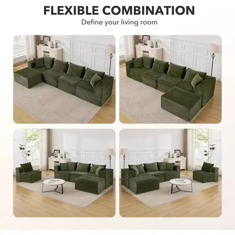 Canapé modulaire sectionnel nuage 107/137, canapé sans armature à assise profonde, canapés de sol confortables convertibles avec poufs et mousse à mémoire de forme