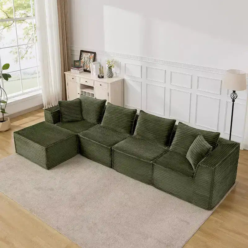 Canapé modulaire sectionnel nuage 107/137, canapé sans armature à assise profonde, canapés de sol confortables convertibles avec poufs et mousse à mémoire de forme