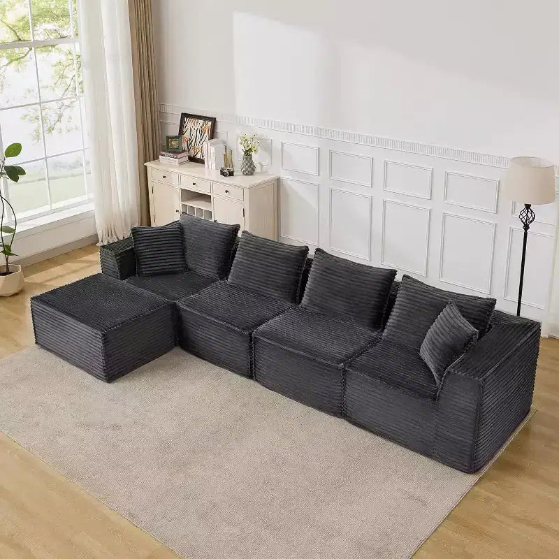 Canapé modulaire sectionnel nuage 107/137, canapé sans armature à assise profonde, canapés de sol confortables convertibles avec poufs et mousse à mémoire de forme