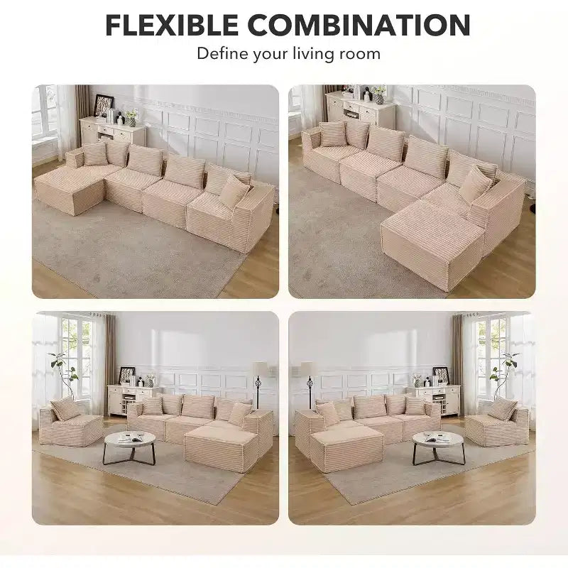 Canapé modulaire sectionnel nuage 107/137, canapé sans armature à assise profonde, canapés de sol confortables convertibles avec poufs et mousse à mémoire de forme