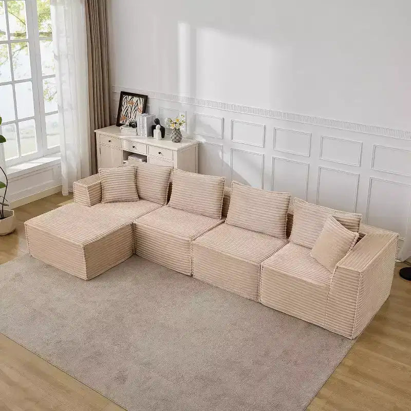 Canapé modulaire sectionnel nuage 107/137, canapé sans armature à assise profonde, canapés de sol confortables convertibles avec poufs et mousse à mémoire de forme