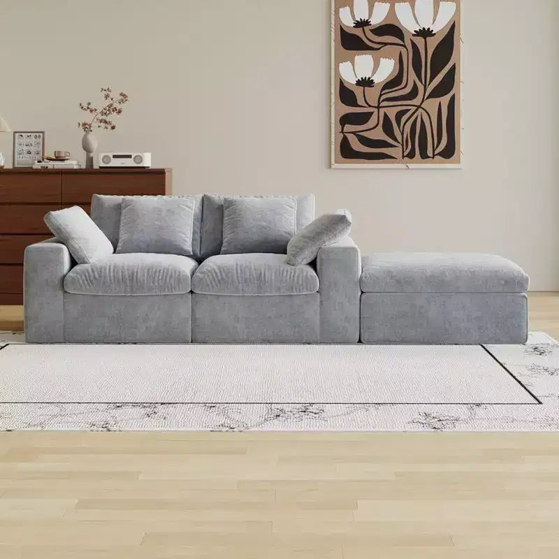 Canapé d'angle modulable sans accoudoirs Swtroom 79L, mousse haute densité 35D avec accoudoirs extra-larges, canapé modulaire à compression