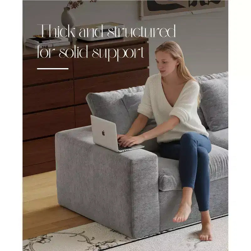 Canapé d'angle modulable sans accoudoirs Swtroom 79L, mousse haute densité 35D avec accoudoirs extra-larges, canapé modulaire à compression
