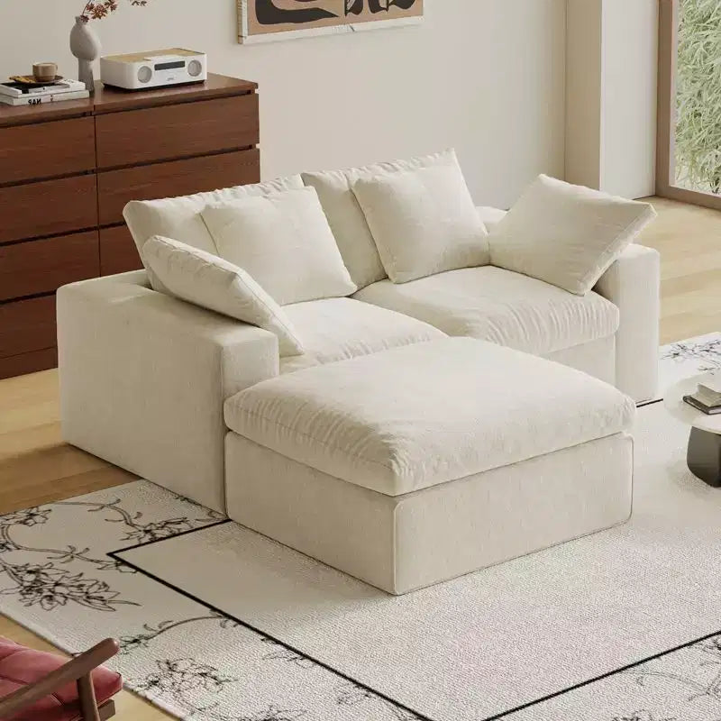 Canapé d'angle modulable sans accoudoirs Swtroom 79L, mousse haute densité 35D avec accoudoirs extra-larges, canapé modulaire à compression