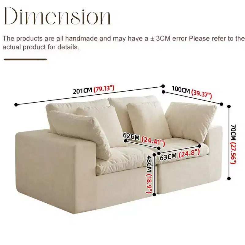 Canapé modulable sans accoudoirs Swtroom 79 Cloud, mousse haute densité 35D, aucun assemblage requis, canapé de compression avec accoudoirs larges et oreillers