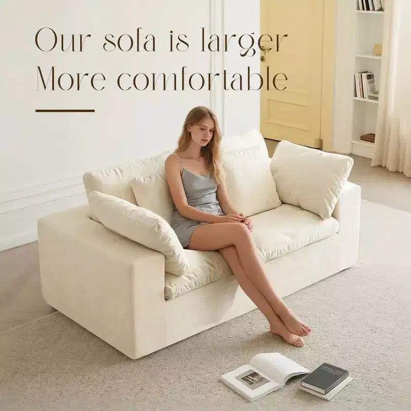 Canapé modulable sans accoudoirs Swtroom 79 Cloud, mousse haute densité 35D, aucun assemblage requis, canapé de compression avec accoudoirs larges et oreillers