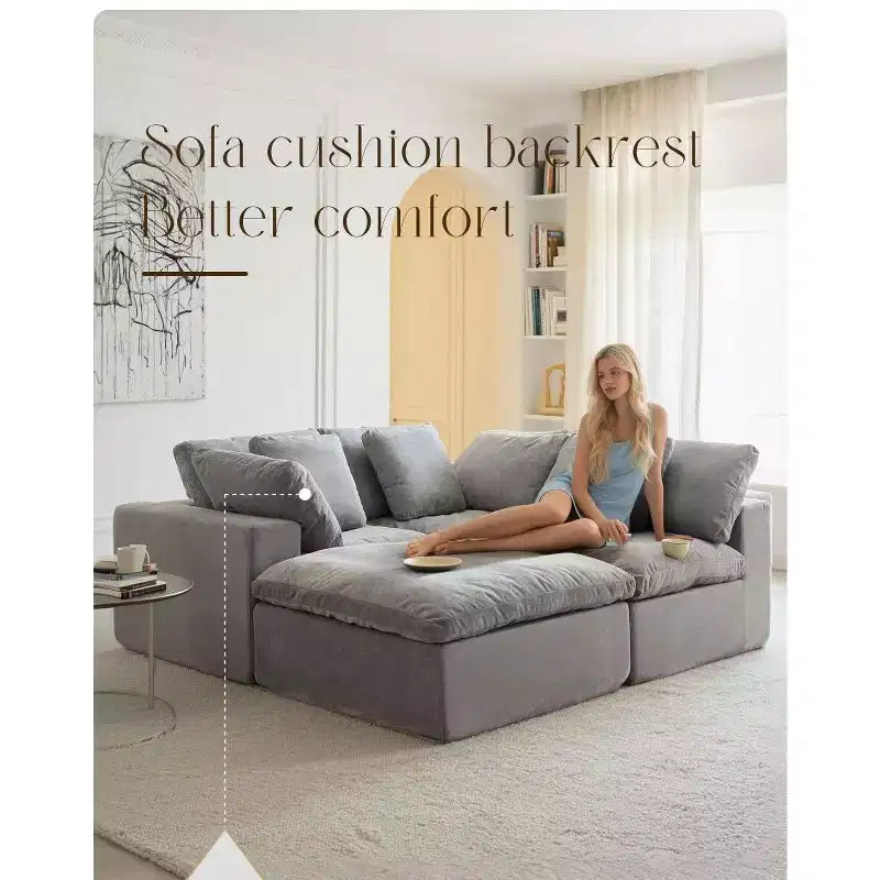 Canapé modulaire sectionnel en forme de L sans cadre Swtroom 120L Cloud, mousse haute densité 35D avec accoudoirs extra larges, canapés sectionnels à compression