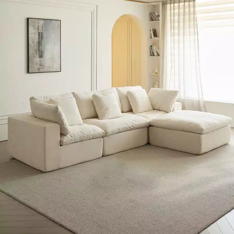 Canapé modulaire sectionnel en forme de L sans cadre Swtroom 120L Cloud, mousse haute densité 35D avec accoudoirs extra larges, canapés sectionnels à compression