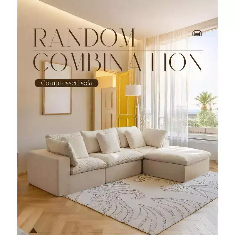 Canapé modulaire sectionnel en forme de L sans cadre Swtroom 120L Cloud, mousse haute densité 35D avec accoudoirs extra larges, canapés sectionnels à compression