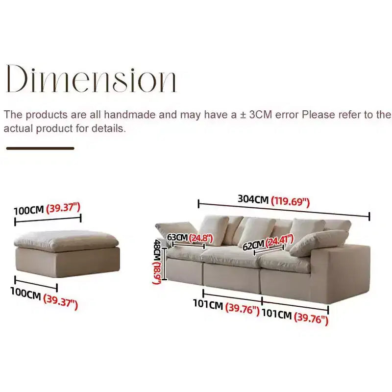Canapé modulaire sectionnel en forme de L sans cadre Swtroom 120L Cloud, mousse haute densité 35D avec accoudoirs extra larges, canapés sectionnels à compression