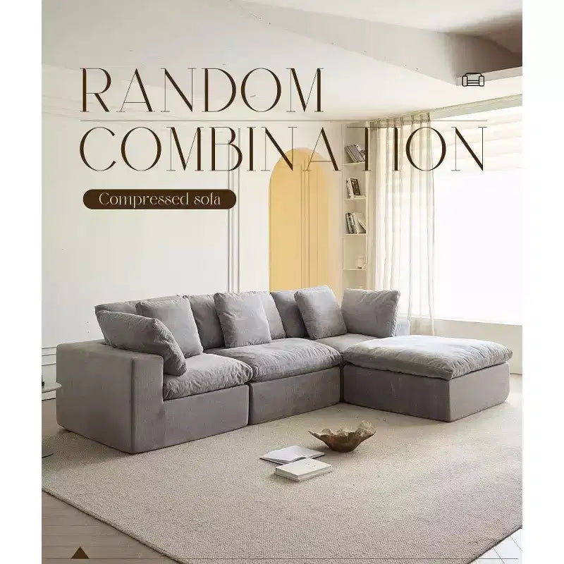 Canapé modulaire sectionnel en forme de L sans cadre Swtroom 120L Cloud, mousse haute densité 35D avec accoudoirs extra larges, canapés sectionnels à compression
