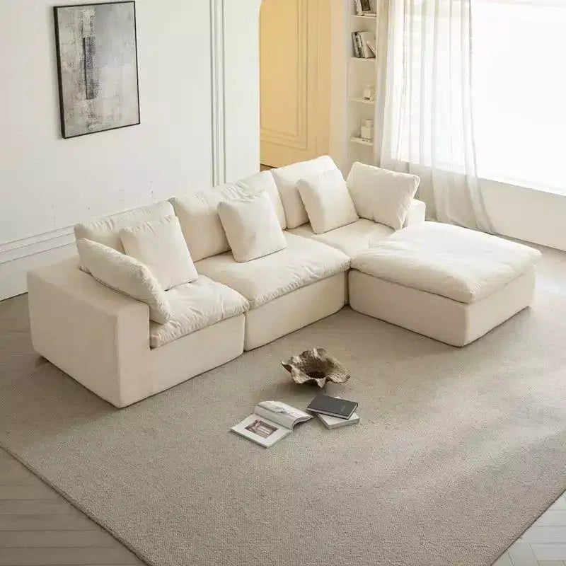 Swtroom 120L-Shaped Boneless Cloud Modular Sectional Sofa, 35D High-Density Foam with Extra-Wide Armrests, Compression Sectional Couches