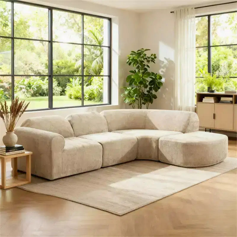 Christopher Knight Home Jace 111 - Canapé d'angle incurvé moderne 4 places rembourré