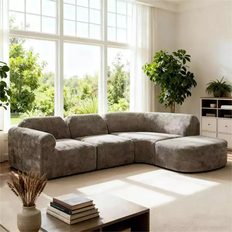 Christopher Knight Home Jace 111 - Canapé d'angle incurvé moderne 4 places rembourré