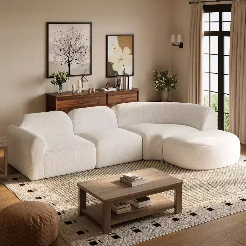 Christopher Knight Home Jace 111 - Canapé d'angle incurvé moderne 4 places rembourré