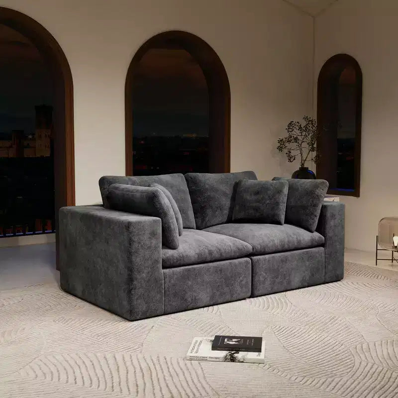 Canapé sectionnel modulaire en velours côtelé moelleux GDFStudio Verlano
