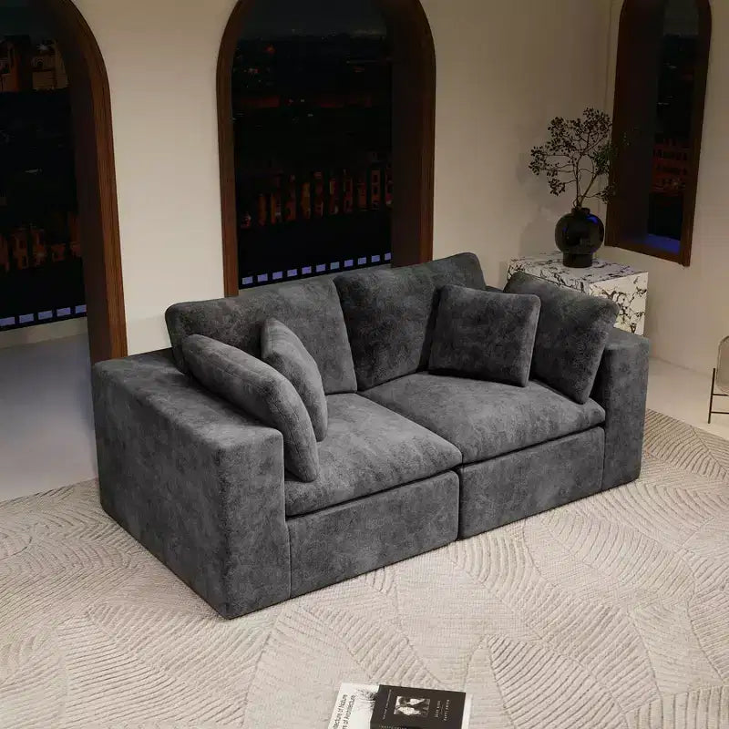 Canapé sectionnel modulaire en velours côtelé moelleux GDFStudio Verlano