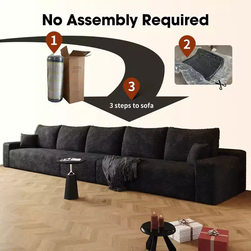 Canapé sectionnel modulable moderne 427 cm en tissu côtelé peluche gris pour salon et appartement
