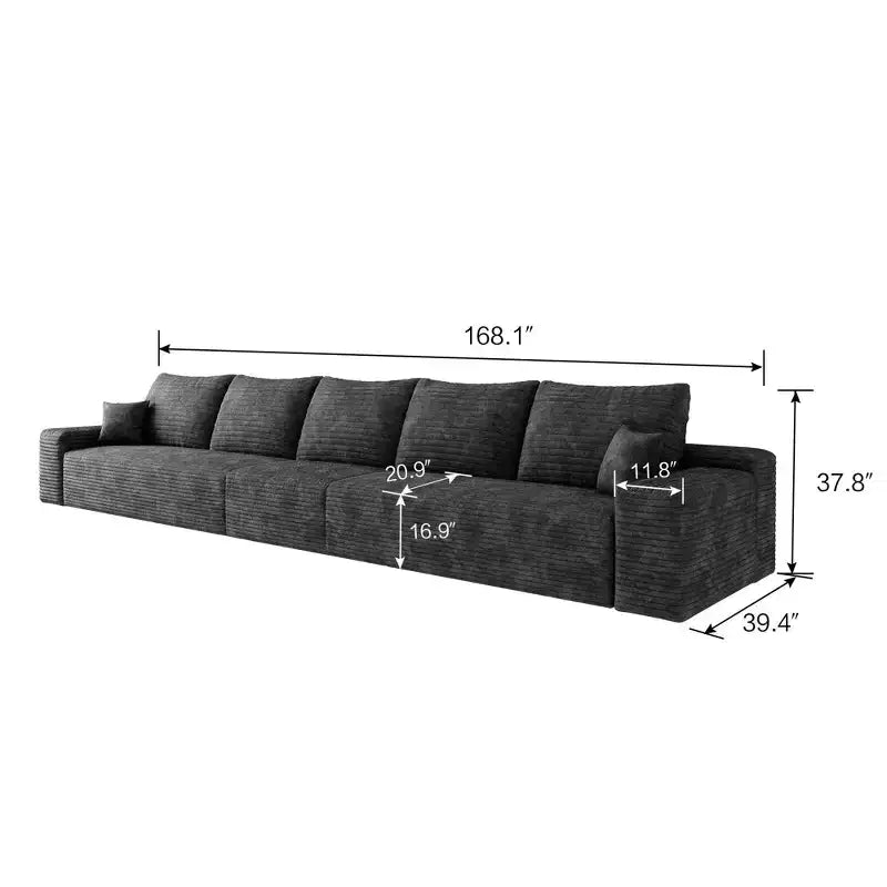 Canapé sectionnel modulable moderne 427 cm en tissu côtelé peluche gris pour salon et appartement