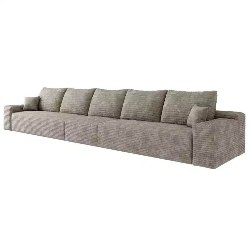 Canapé sectionnel modulable moderne 427 cm en tissu côtelé peluche gris pour salon et appartement