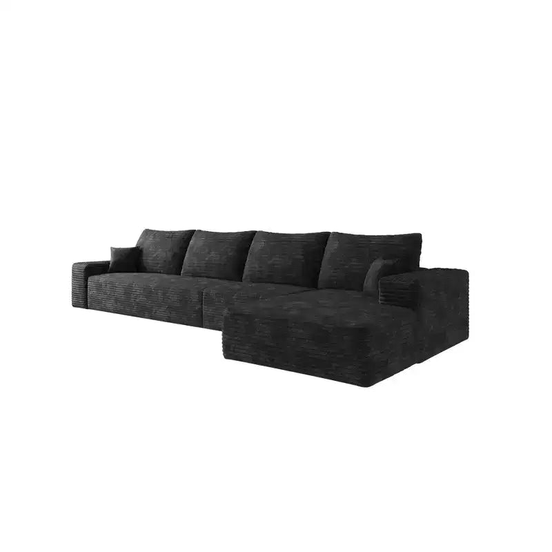 Canapé Sectionnel Nuage Chameau en Velours Côtelé Doux de 135 Pouces avec Méridienne en L, Canapé Modulable Moderne pour Salon ou Appartement