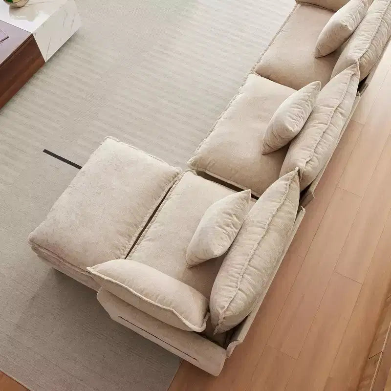 Canapé d'angle surdimensionné Acekool, canapé modulaire en chenille 3 places avec assise profonde et pouf, canapé convertible confortable pour salon