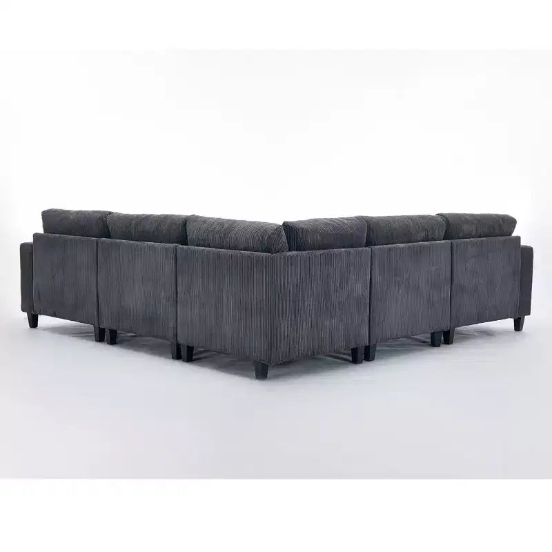 Canapé d'angle moderne GDFStudio Fenlo 108,5 places en velours côtelé avec 5 coussins et 6 dossiers
