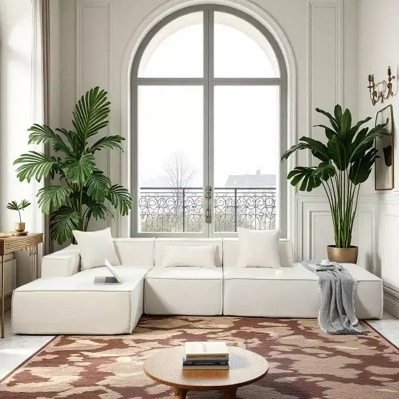 Canapé sectionnel rembourré en forme de L 3 places moderne Christopher Knight Home Pyren 129,5