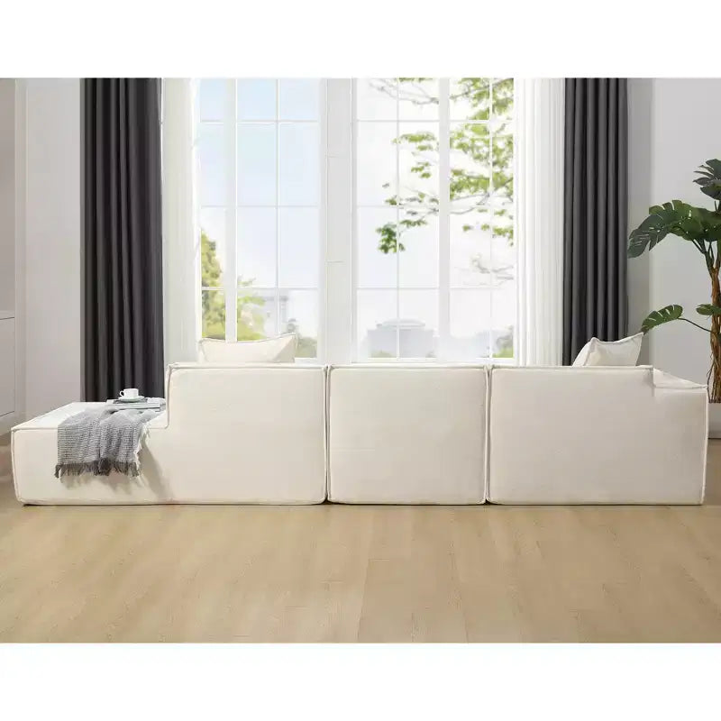 Canapé sectionnel rembourré en forme de L 3 places moderne Christopher Knight Home Pyren 129,5