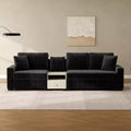 Christopher Knight Home Yira 111.8'' Modern 3-Seater Chenille Upholstered Sectional Sofa with Console, Storage Armrest and Pillows